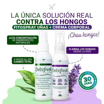 Kit ANTIHONGOS UÑAS, CUERPO y ZONAS SENSIBLES: Fitospray + Crema 75 ml c/u