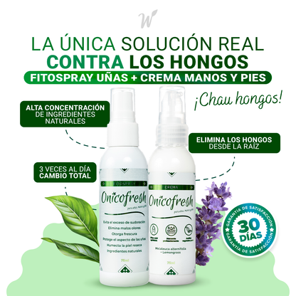 Kit ANTIHONGOS Uñas de pie + Pie de atleta: 2 Fitospray + 1 Crema 75 ml c/u